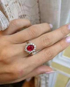 2.50 Ct Oval Cut Natural Ruby Diamond Wedding Engagement Ring 14K Yellow Gold 7 - Picture 1 of 4