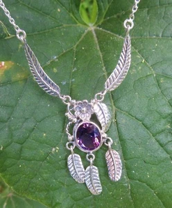 KX Collana A Catena Fiore In Argento Sterling 925 Amatista Viola - Foto 1 di 4