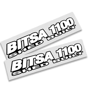 BITSA 1100 CAPANNONE COSTRUITO per grafica motore personalizzata adesivi decalcomanie x 2 bianco nero - Foto 1 di 1