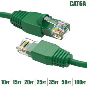 10 - 100FT Cat6A RJ45 Network LAN Ethernet Patch Cable UTP Gold 24AWG Green LOT - Picture 1 of 11
