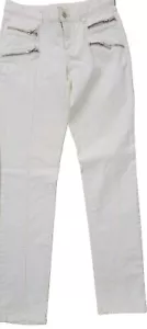 Pantalones de mezclilla ajustados para mujer Michael Kors blancos blancos, talla 4, con cremallera de bolsillo - Imagen 1 de 5