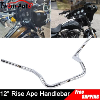 12" Meathook Ape Hanger Handlebar for Harley Touring Electra Glide Street Glide - Изображение 1 из 4