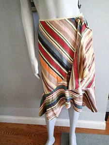 RALPH LAUREN SKIRT,cotton ,SZ 10 WRAP,stripes montecito % - Picture 1 of 8
