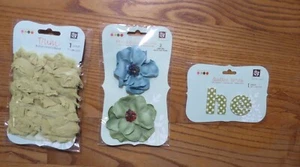 Lot 3 DONNA DOWNEY PRIMA Green Trim (1Yard), Flowers (2), and Quilted Words(he) - Picture 1 of 1