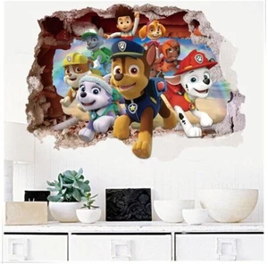 3D Paw Patrol Hole In Wall Stickers Art Decals Kids Nursery Room Decor - Picture 1 of 6