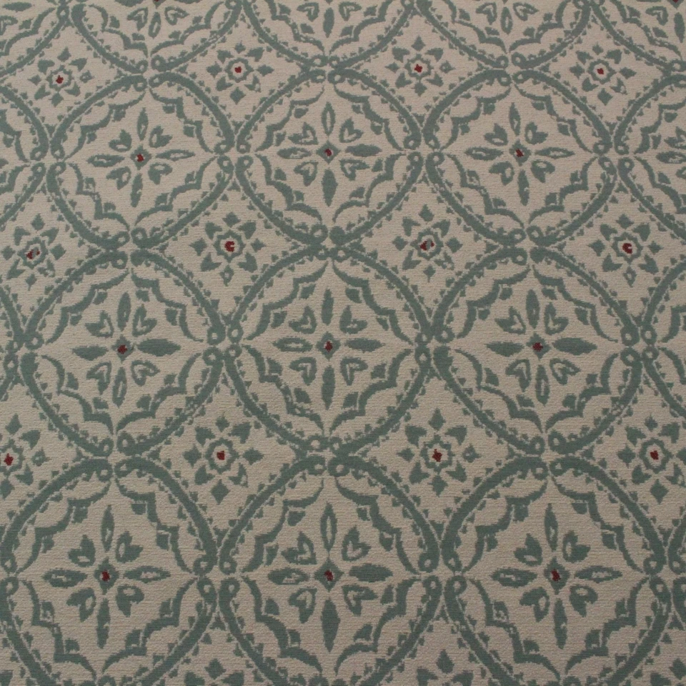 ARAISA PEACOCK TURQUOISE BLUE GEOMETRIC MEDALLION JACQUARD FABRIC BY YARD 54"W - Image 1 of 1