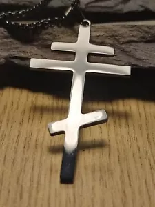 Halskette in Schwarz Russisch Orthodox Glaube Kirche Religion Christen Edelstahl - Bild 1 von 5