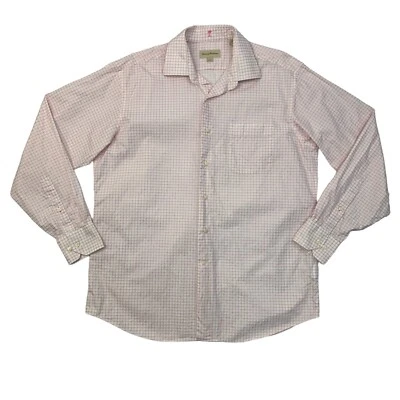 Tommy Bahama Dress Shirt Mens 16 Pink Checkered Cotton Spread Collar Long Sleeve - Image 1 of 4