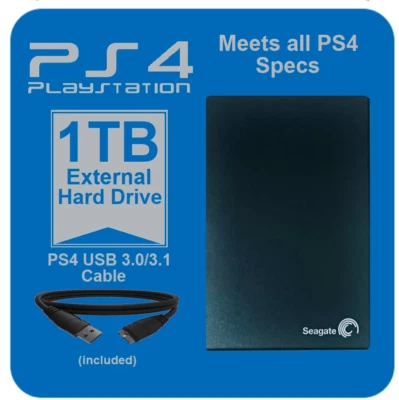 Unidad de Juego USB 3.0 PS4 Preformateada Disco Duro Externo PS4 Delgado, Pro y OG Foto 1 de 4