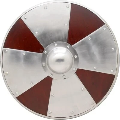 🔆Medieval silver /brown wooden Heavy Duty Viking Norse Shield for homes decorat - Image 1 of 4