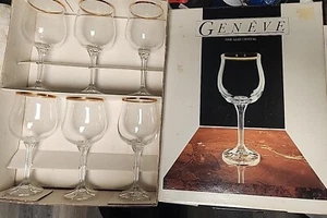 Geneve Becher Gläser gold umrandet feiner Bleikristall 6er Set von Bohemia - Bild 1 von 5