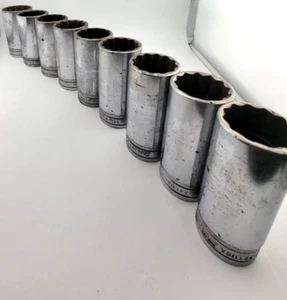 Snap On 9 Piece Large SAE 1/2 Drive Deep Socket Set 1 to 1-1/2" 12Pt - Picture 1 of 7