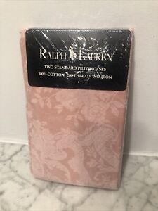 Ralph Lauren Avery Pink Paisley Standard Pillowcases Set Of Two. NWT / NEW.