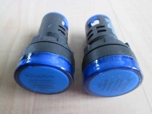 (2) Blue LED Indicator Light AD16-22DS 12V AC/DC 20mA 1-1/8" 7/8" Hole #E11CC - Picture 1 of 9