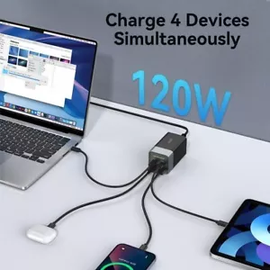 GMM 4IN1 Ladegerät 120W USB Typ C Netzteil Desktop Laptop Handy Ladestation NEU - Picture 1 of 12