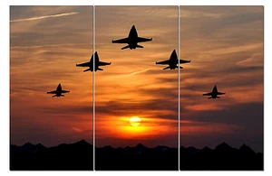 Aviones art de lona dividida 12""x24"" 3 piezas - Imagen 1 de 2