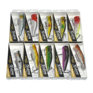 10Pcs 70mm 8g Fishing Hard Lures Bait Floating Bass Popper Crankbait - Picture 1 of 6