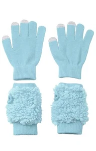 *NEW Girls Winter 2-Piece Texting Gloves & Fingerless Faux Fur Handwarmers S 4-7 - Picture 1 of 3