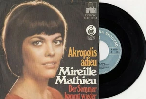 MIREILLE MATHIEU AKROPOLIS ADIEU UNIQUE LABEL 1974 RECORD YUGOSLAVIA 7" PS - Picture 1 of 2