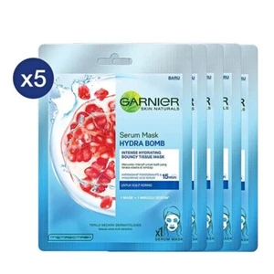 GARNIER Serum Mask Hydra Bomb Pomegranate Moisture Dry Skin Bouncy Tissue 5 Pcs - Picture 1 of 5
