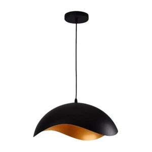 Lampadario a sospensione forma guscio d'uovo portalampada E27 metallo nero - Foto 1 di 5