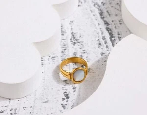 18k Yellow Gold Plated Stainless Steel Size Stackable Rings Women Ring Jewelry - Picture 1 of 15