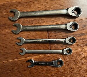 5 Blue Point, Mac Tools Metric 15° Offset Ratcheting Combination Wrenches