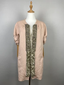 Maurizio Pecoraro Milano Pale Pink 100% Angora Beads One Button Coat Size USA 6 - Picture 1 of 24