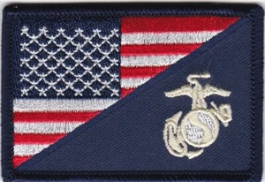"MARINE CORPS LOGO/USA Flagge bestickte Patches 3""x2" - Bild 1 von 1