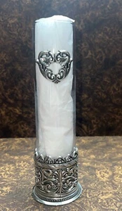BRIGHTON Bud Vase 7.5 Inches Tall Clear Glass & Silver Plated Metal - Picture 1 of 6