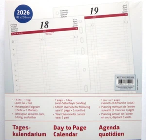 Kalendereinlage A5 Ringbuch 2026 Tageskalendarium 1 Tag = 1 Seite rido Timing 1 - Bild 1 von 2