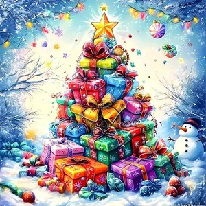 Weihnachtsbaum Schneemann Diamond Painting Kits für Erwachsene, 5D Winter Diamond Art... - Bild 1 von 8