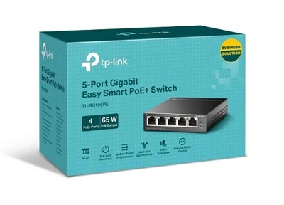 TP-Link 5 Port Gigabit PoE Switch 4 PoE 65W Easy Smart Plug & Play - Image 1 of 3