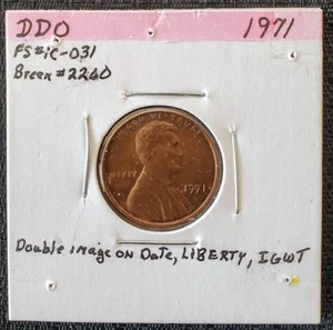 1971 Double Die Error DDO Abraham Lincoln Memorial 1 Cent Liberty Penny US Coin - Picture 1 of 2
