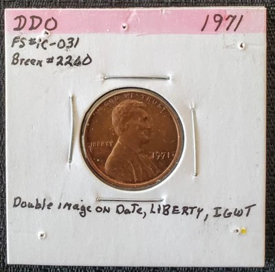 1971 Double Die Error DDO Abraham Lincoln Memorial 1 Cent Liberty Penny US Coin - Image 1 of 2