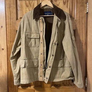 Nautica Chore Coat Mens M Tan Barn Full Zip Corduroy Cuff And Collar - Picture 1 of 21