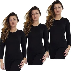 Pack Of 2 Womens Thermal Long Sleeve Top Ladies Warm Winter Baselayer Tops - Picture 1 of 9