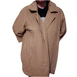 VINTAGE 90S ZORAN TAN QUILTED OPEN FRONT COAT LIGHTWEIGHT JACKET 100% COTTON - Picture 1 of 10