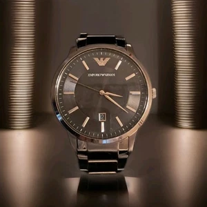 🕦Orologio Emporio Armani Renato AR2457 Uomo Stainless Steel Silver Black Quarzo - Foto 1 di 24