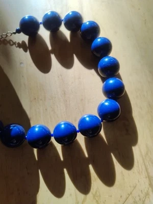 Kunststoff Perlen Kette Royal Blau, Leicht, 45 Cm Lang, Verkürzbar, Karabiner - Bild 1 von 4