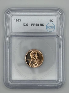 1963 Proof Lincoln Memorial Cent ICG PR68 RD - Picture 1 of 2