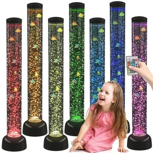 LED Bubble Tube Fake Fish Tank Floor Lamp with 7 Changing Light Colors Sti - Picture 1 of 9