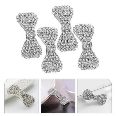4 Pcs Rhinestone Hair Bow Clips Crystal Barrettes for Girls Bridal Style - Image 1 of 4