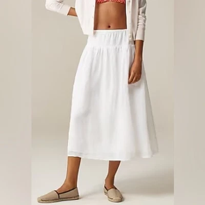 J. Saia Crew Feminina Branca Lateral em Ramie, Tamanho Médio - Imagem 1 de 4