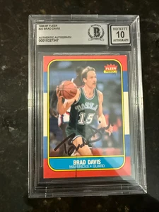 BRAD DAVIS SIGNED 1986/87 FLEER #22 BAS BGS 10 AUTO AUTHENTIC AUTOGRAPH - Picture 1 of 3