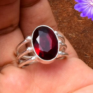 Mosambik Granat Edelstein Handarbeit 925 Sterling Silber Ethno Schmuck Ring - Bild 1 von 11