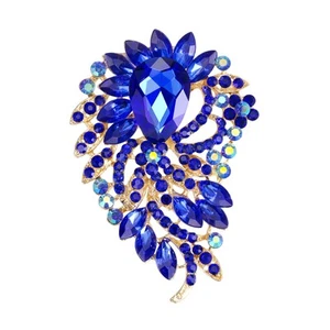 Women's Crystal Rhinestone Teardrop Marquise Cluster Flower Statement Brooche... - Picture 1 of 5