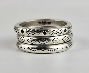 Carolyn Pollack Silver Band Rings Vintage Collectible O UK/ 7.25US - Picture 1 of 8