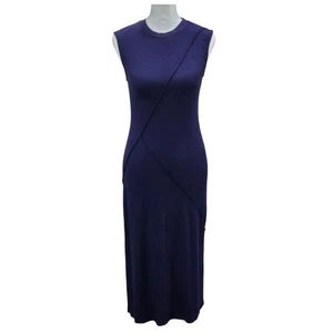 & Other Stories Ribbed Midi Dress Women's Size 0 Blue Side Slits Stretch - Picture 1 of 8