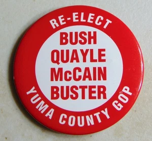 George Bush 1992 McCain Arizona Senate campaign pin button political - Picture 1 of 1